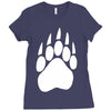 large bear paw print crew neck long sleeve Ladies Fitted T-Shirt