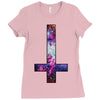 inverted galaxy cross funny  religion banter space fashion new Ladies Fitted T-Shirt