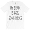 my brain is 85% song lyrics T-Shirt