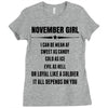 Super November Girl Ladies Fitted T-Shirt