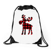 lumberjack reindeer Drawstring Bags