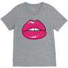 lips shiny V-Neck Tee