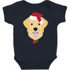 golden retriever dog with red santa's hat Baby Bodysuit