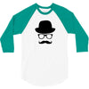 hat wayfarer glasses funny moustache hipster funny geek light tee shir 3/4 Sleeve Shirt