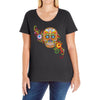 women's sugar skull purple Ladies Curvy T-Shirt