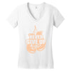 Never Give Up Uterine Cancer Awareness Women's V-Neck T-Shirt