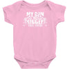 my gun is bigger Baby Onesie