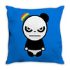 angry panda rainbow Throw Pillow