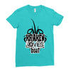 Kraken Loves Boat Ladies Fitted T-Shirt