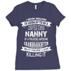 Super Cool Nanny Of A Freaking Awesome Granddaughter Ladies Fitted T-Shirt