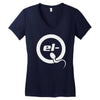 el q white logo Women's V-Neck T-Shirt