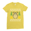 totoro ugly christmas Ladies Fitted T-Shirt