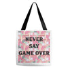 Never Say Game Over Tote Bags