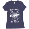 knitting makes me happy you not so much Ladies Fitted T-Shirt