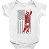 kayak american flag Baby Onesie