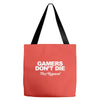 gamers don't die they respawn Tote Bags