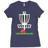 disc golf frisbee leaning on target basket innova Ladies Fitted T-Shirt