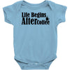 life begins after coffee Baby Onesie