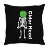 ciderhead cider drinking skeleton and apple Throw Pillow