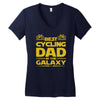 best cycling dad galaxy cycling Women's V-Neck T-Shirt