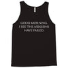 assassins slogan Tank Top