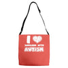 i love someone with autism Adjustable Strap Totes