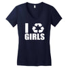 i recycle girls  funny Women's V-Neck T-Shirt