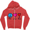 peace love wine Zipper Hoodie