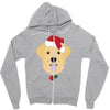 golden retriever dog with red santa's hat Zipper Hoodie