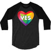 Yes Lgbt Heart 3/4 Sleeve Shirt