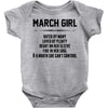 March Girl Hated By Many Baby Onesie