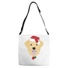 golden retriever dog with red santa's hat Adjustable Strap Totes