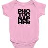 photographer camera photography modern text photos scrapbook geek t sh Baby Onesie