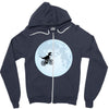 Biker Dinosaur - Dinosaur Riding A Bike To The Moon Zipper Hoodie