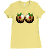 christmas pudding boobs funny Ladies Fitted T-Shirt