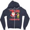 touch my elf christmas fun and naughty Zipper Hoodie