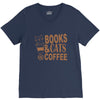 books and cats and coffee V-Neck Tee