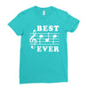 Best Dad Ever Funny Music Note Ladies Fitted T-Shirt