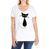 black cat idiot Ladies Curvy T-Shirt