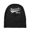 married since 2015   mens funny wedding marriage Baby Beanies