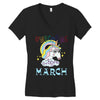 unicorns are born in march cute unicorn Women's V-Neck T-Shirt