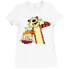 Calvin and hobbes Ladies Fitted T-Shirt