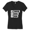 v6 swim bike run Women's V-Neck T-Shirt