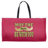 funny black mustache may the stache be with you Weekender Totes
