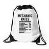 mechanic labour rates Drawstring Bags