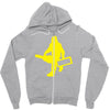 sasquatch guitar gear  funny bigfoot yeti comic monster retro Zipper Hoodie