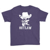outlaw cow boy motor bike Youth Tee