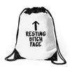 resting bitch face Drawstring Bags