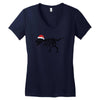 t rex skeleton santa claus Women's V-Neck T-Shirt