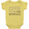 coffee then motorcycles Baby Bodysuit